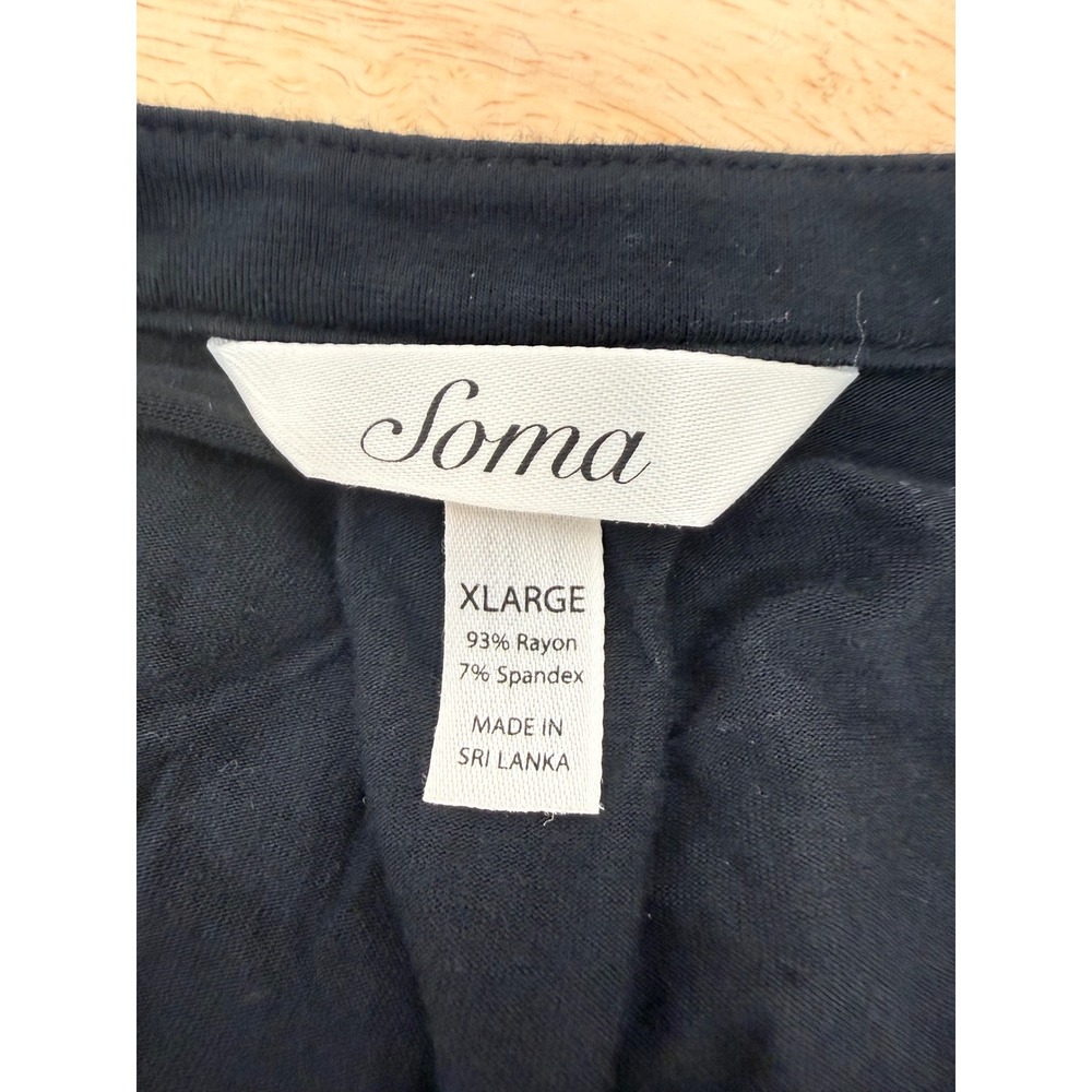 Soma Pajama Set Womens XL Black White Medallion Print Tunic Pants Lounge 2pc #49 - Picture 6 of 7